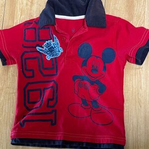 Disney Red and Black Mickey Mouse Polo Shirt